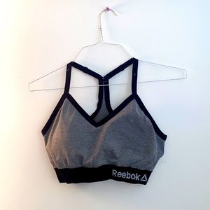 Reebok Gray and Black Sports Bra Large